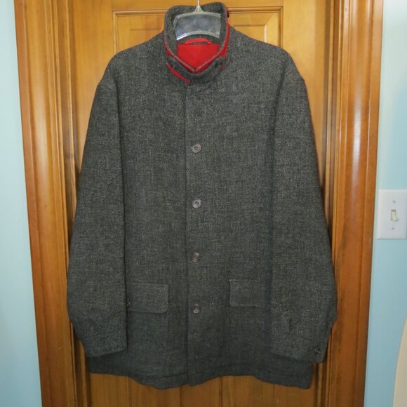 Coatwrights Invertere Men's Wool Top Coat Grey Mark Shale Zip & Button Size 40R - Picture 1 of 14